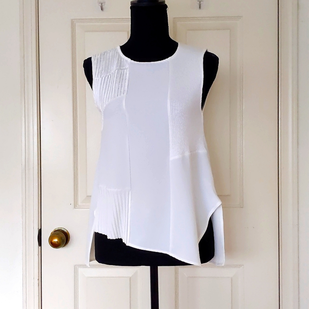 NWOT. Zara Sleeveless Blouse with multi fabrics patchwork.